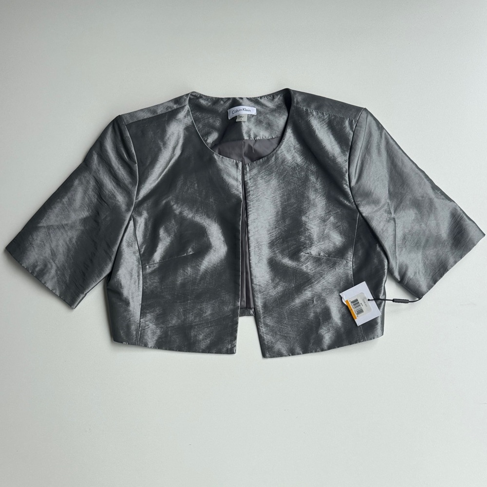 Calvin Klein Metallic Gray Bolero - Cropped Blazer